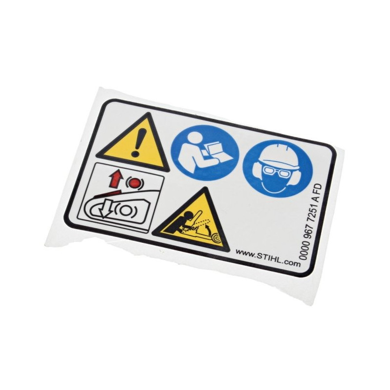 Pictogramme d'avertissement d'origine Stihl référence 0000 967 7251