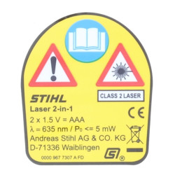 Pictogramme avertissement d'origine Stihl référence 0000 967 7307