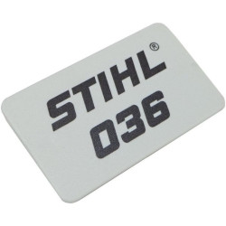 Plaque matr. 036 d'origine Stihl référence 1125 967 1508