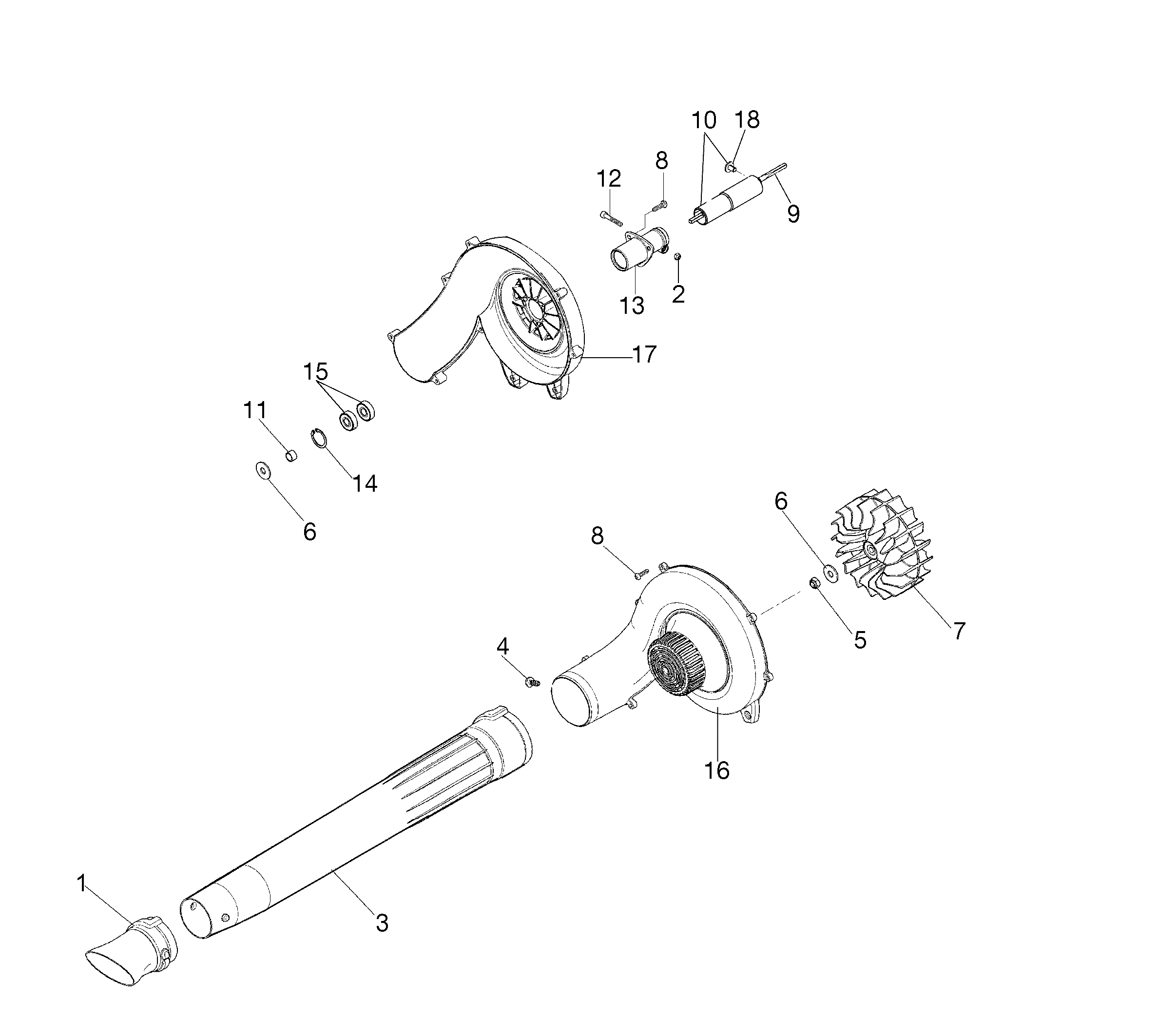 Vue éclatée Application (Souffleur) BC 300 D