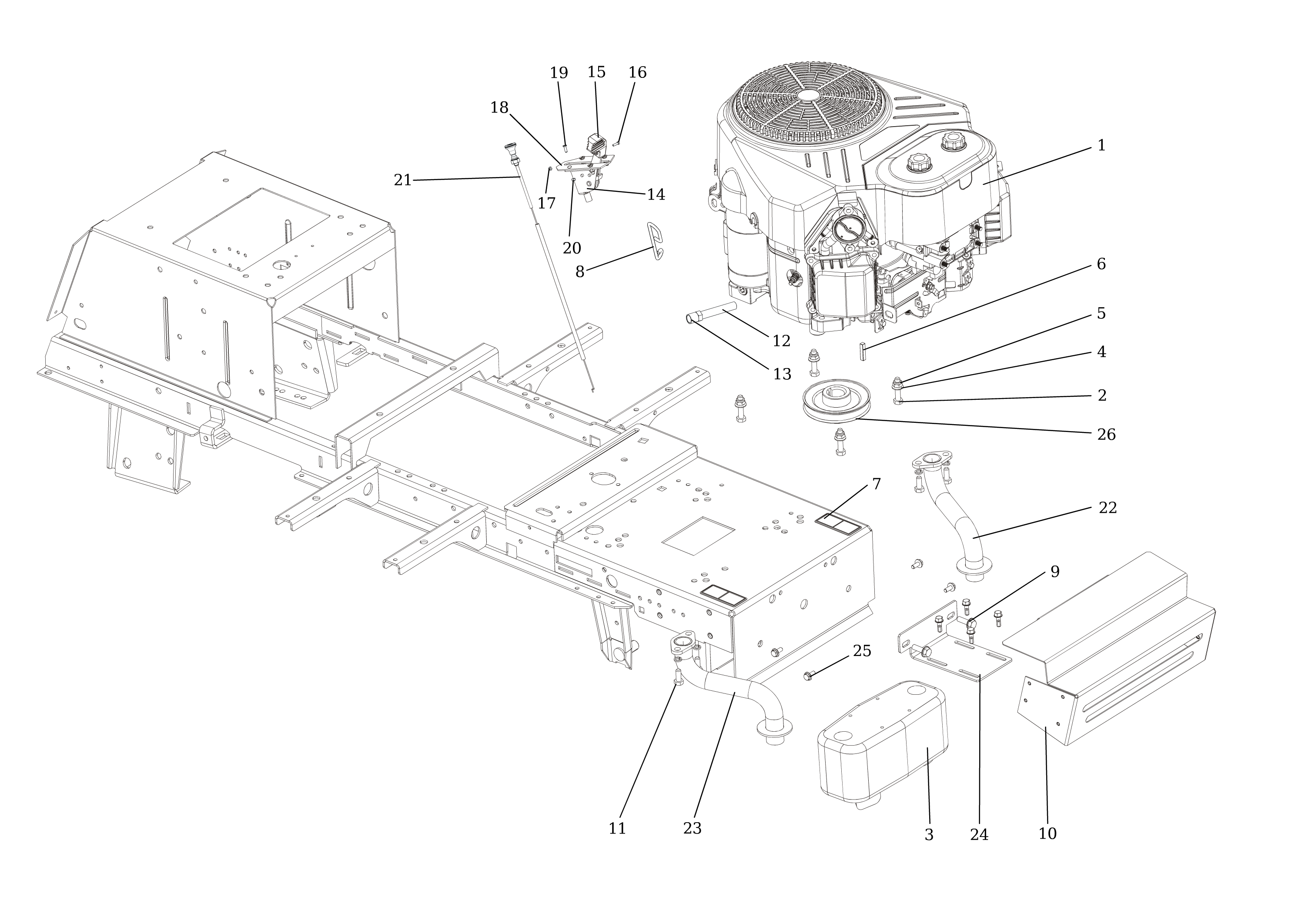 Vue éclatée OM 106/24 KH (K2400AVD V-Twin) 4X4 Cat. 2022