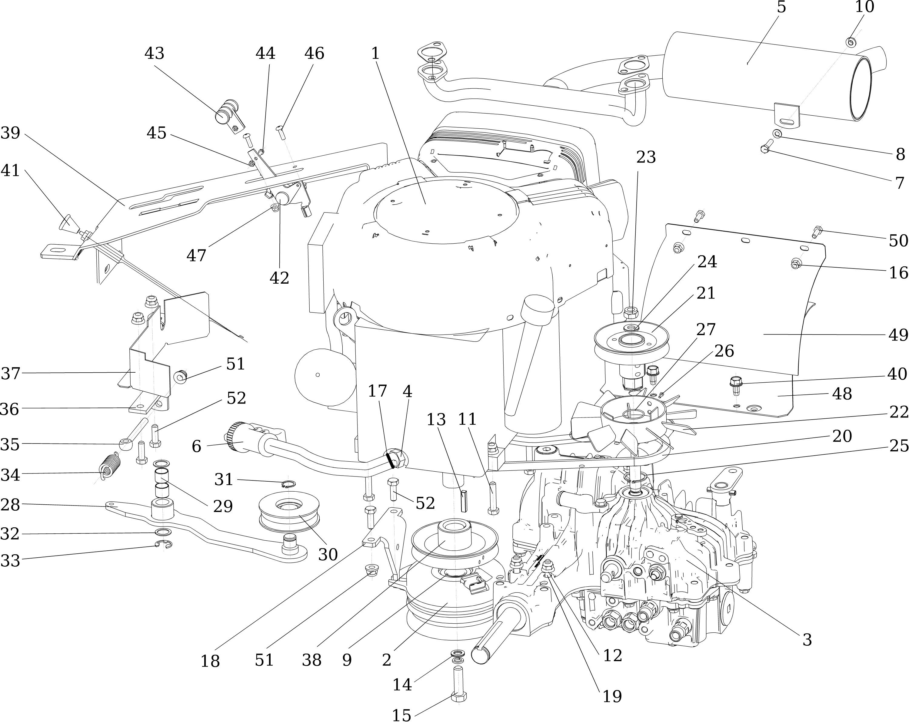 Vue éclatée APACHE 92 EVO (K2400AVD V-Twin - EURO5) Cat.2021