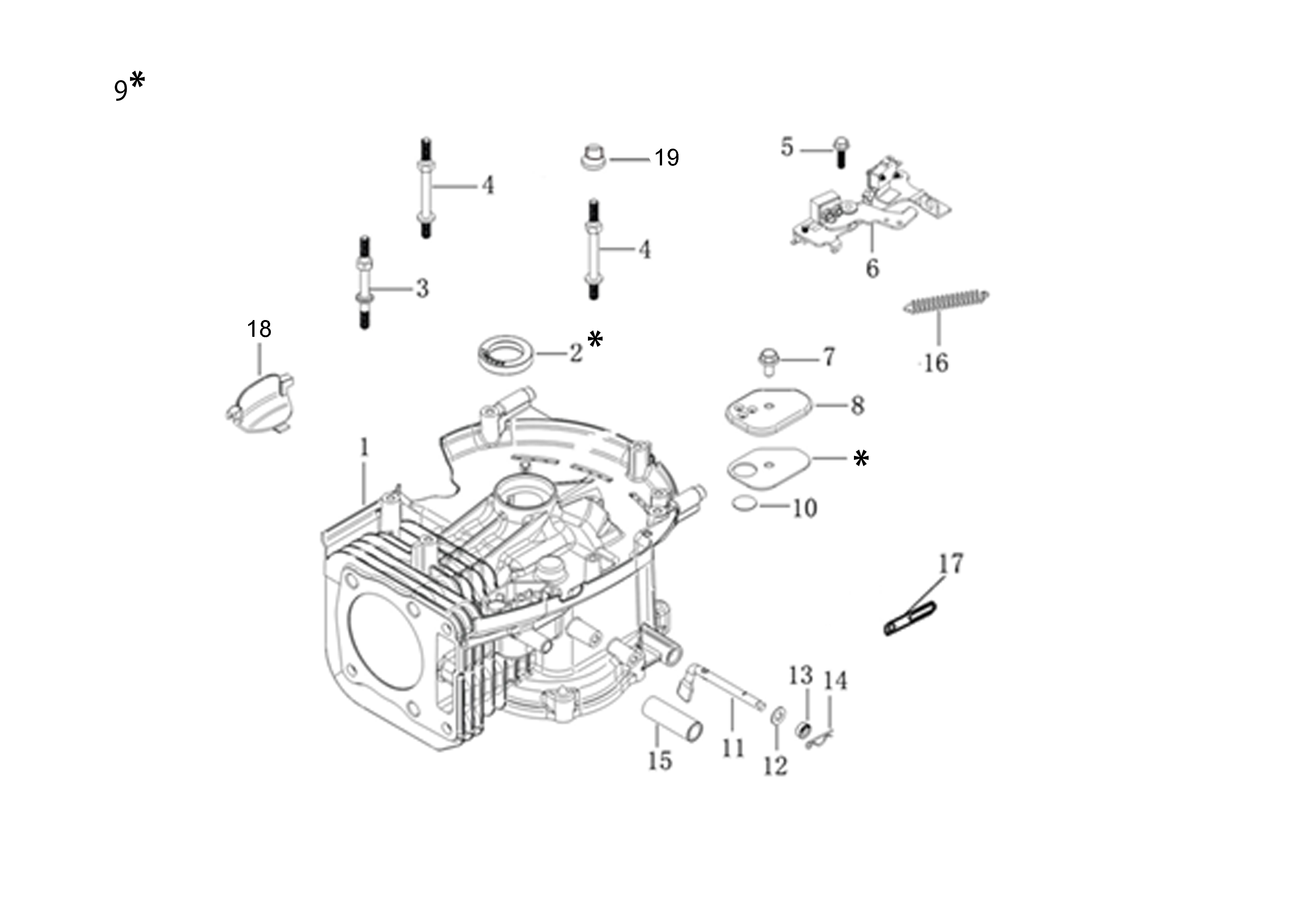 Vue éclatée MOTEUR K805 À ARBRE LONG (EURO 5)