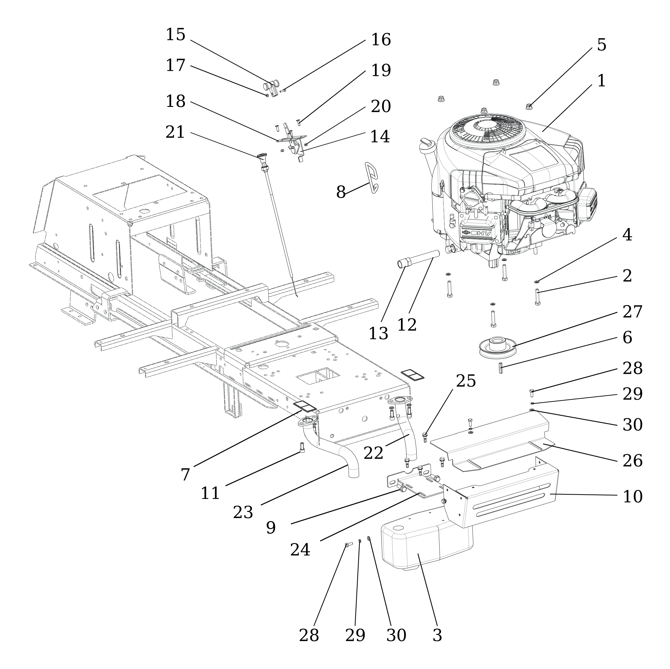 Vue éclatée OM 107 L/24 KH (K2400AVD V-Twin - EURO5) Cat. 2020
