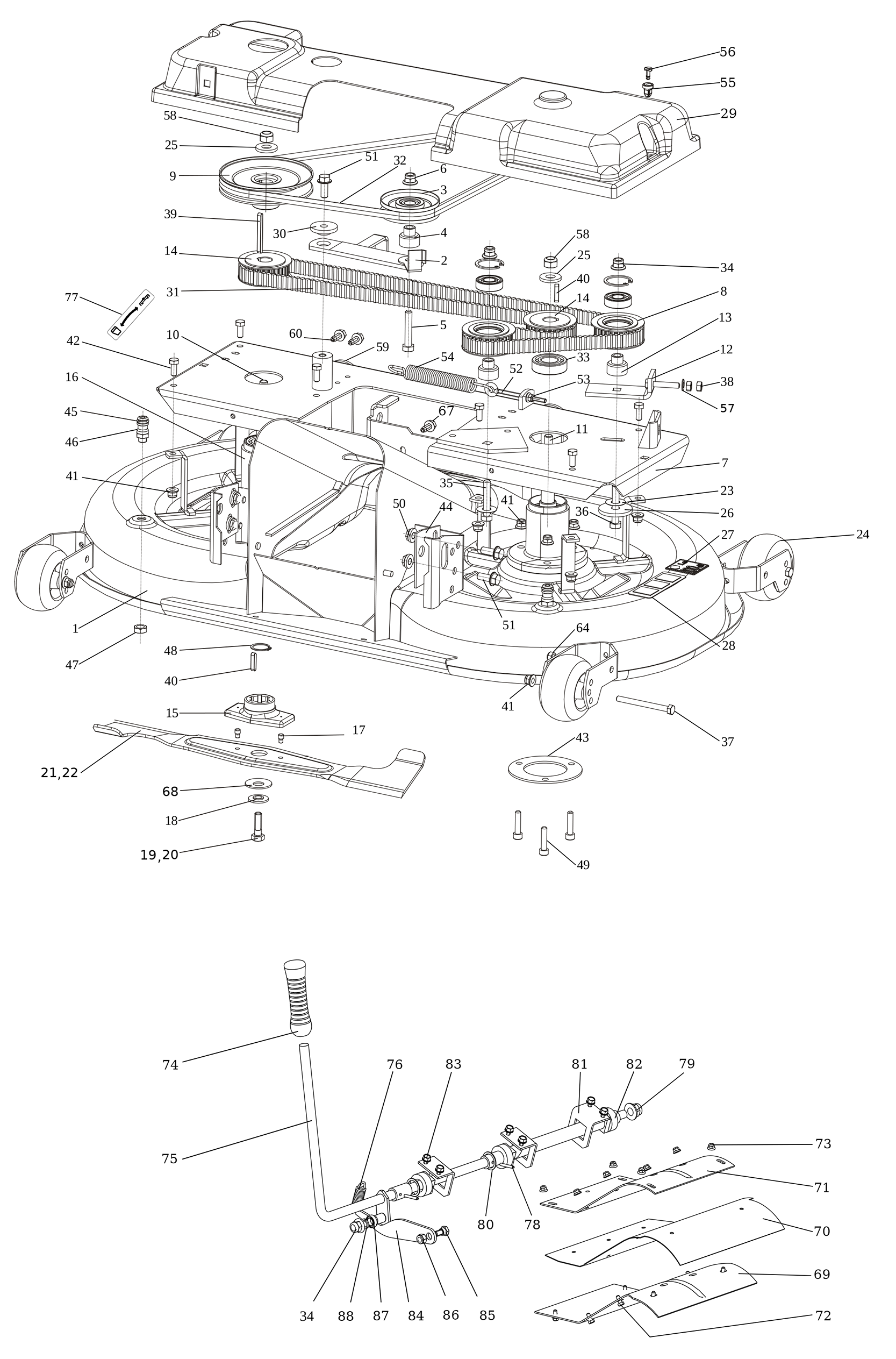 Vue éclatée OM 106/24 KH 4X2 HD (K2400AVD V-Twin - EURO5) Cat. 2026