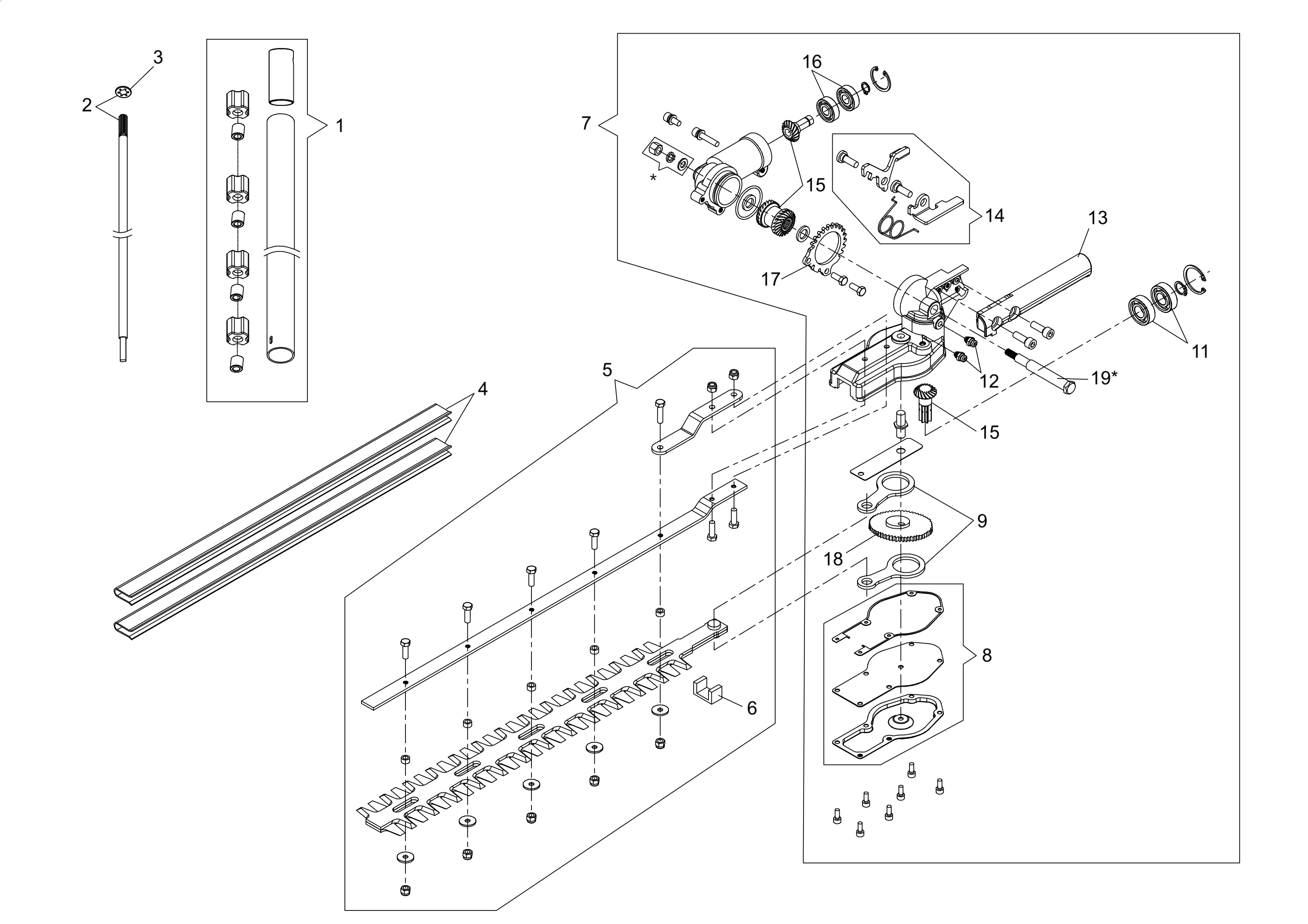 Vue éclatée Applicazione (Tagliasiepi) BCi 35 D