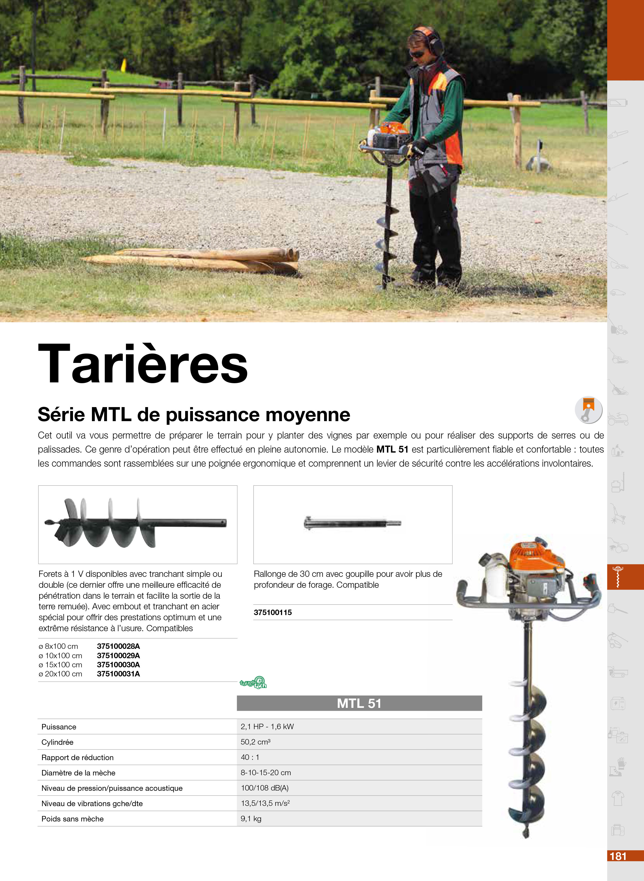 Vue éclatée Accessoires pour tarières