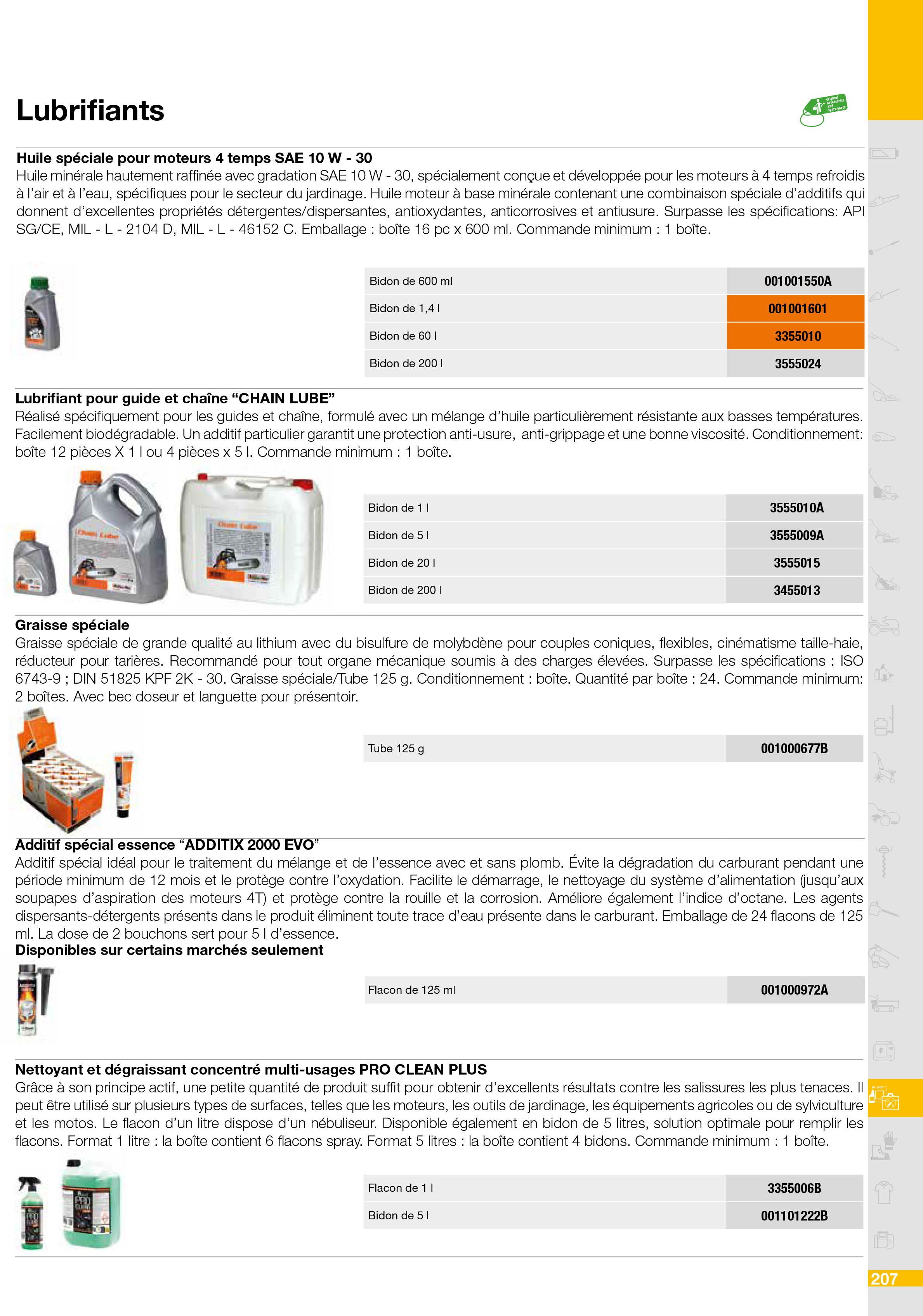 Vue éclatée Lubrifiants - Accessoires divers