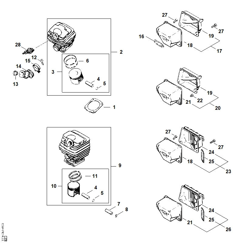 B - Cylindre, Silencieux