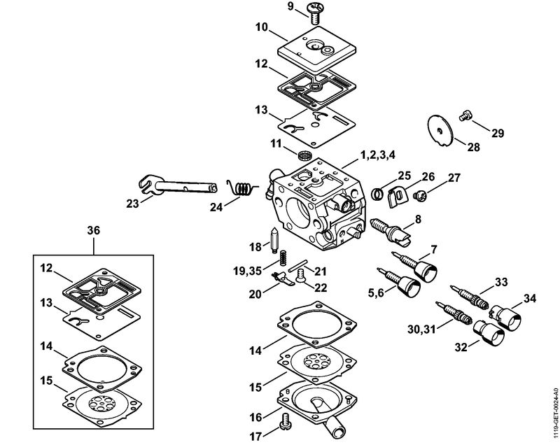 Carburateur 1119/15, 1119/13, 1119/12, 1119/10