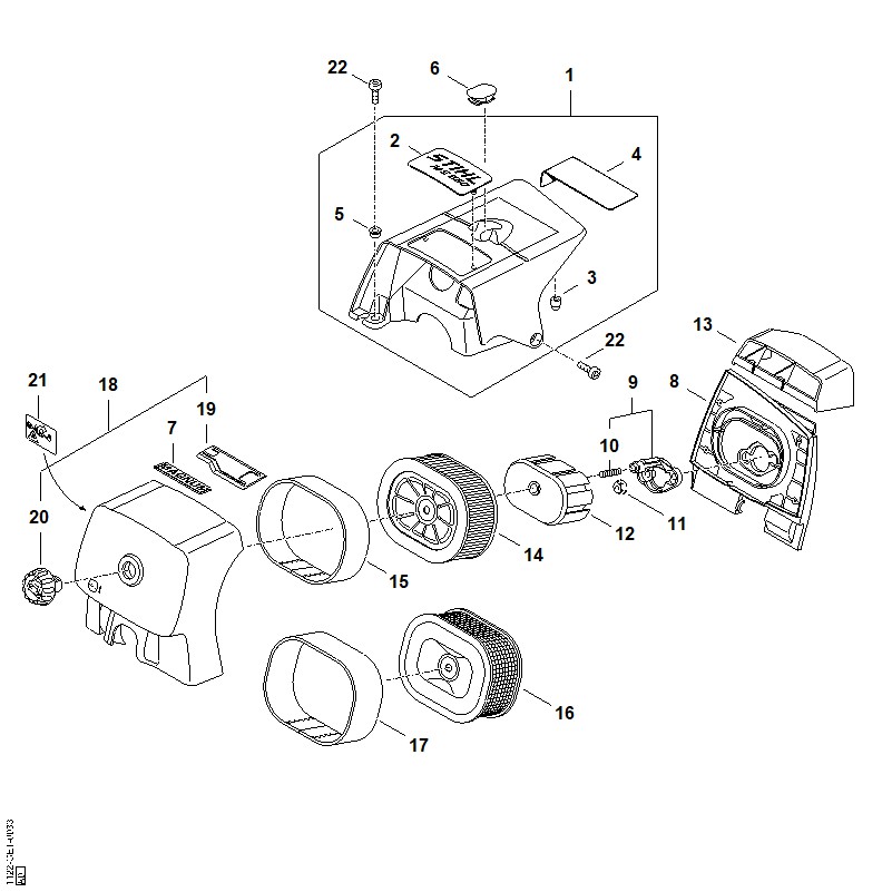 R - Capot, Filtre à air