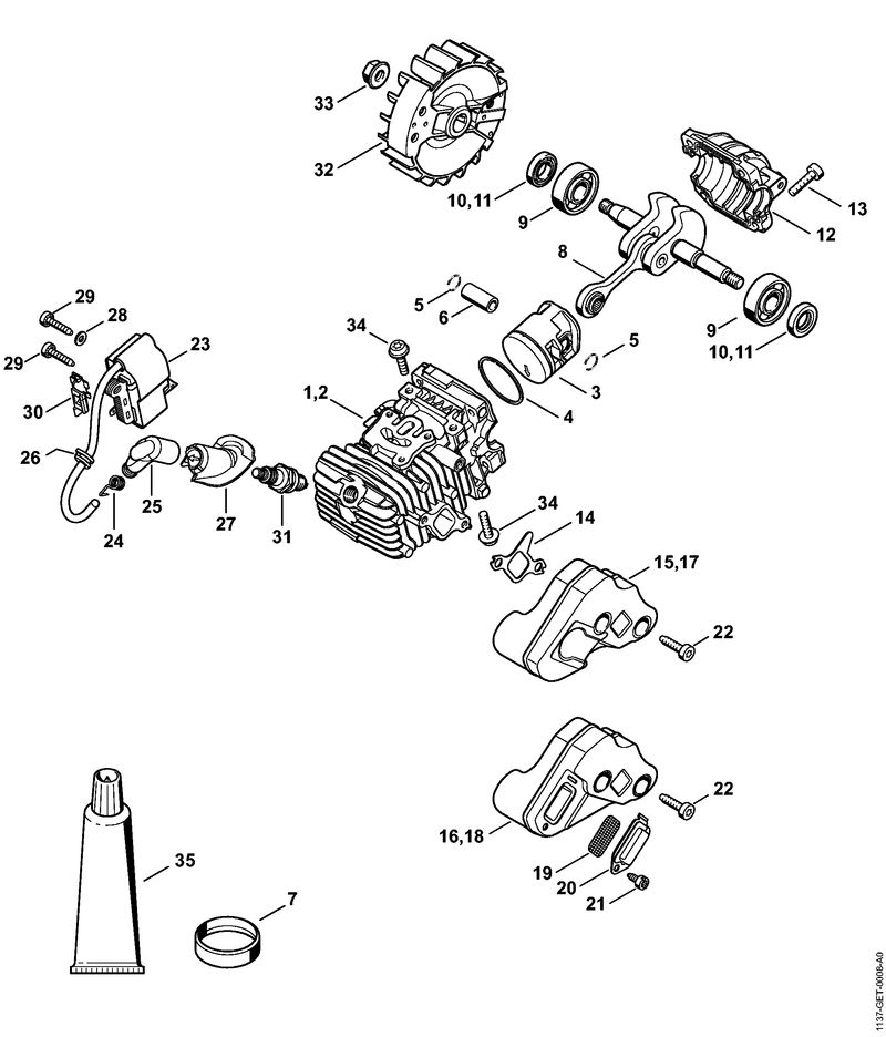 Cylindre avec piston, Dispositif d'allumage