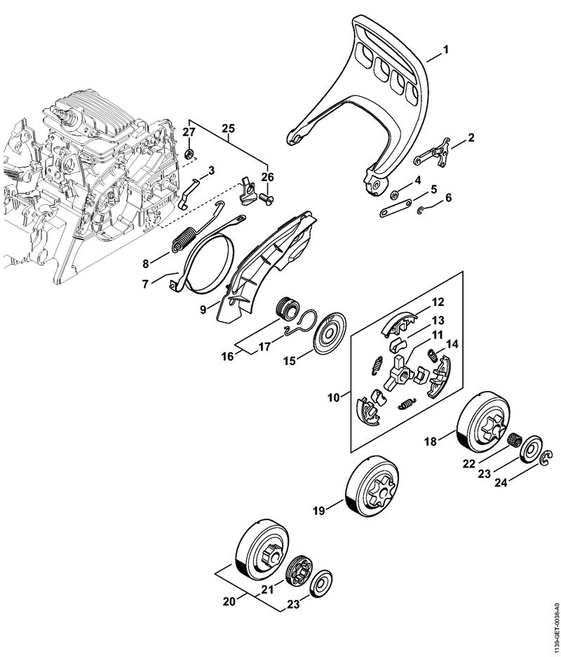 Protège-main, Frein de chaîne MS 211 C-BE