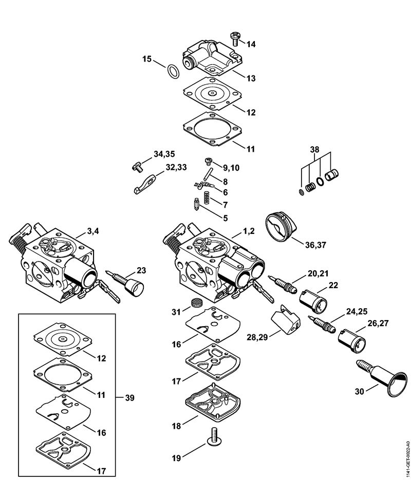 Carburateur C1Q-S246, C1Q-S252, C1Q-S211, C1Q-S178