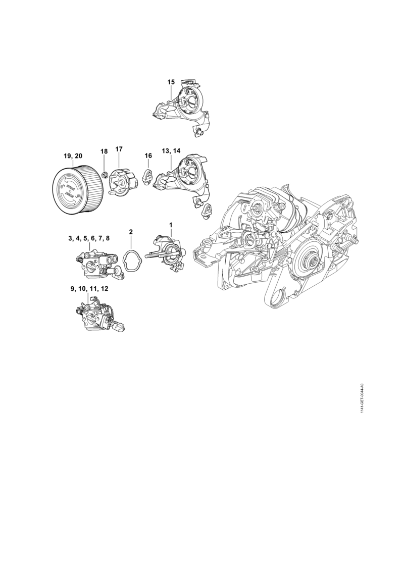 Support de carburateur, Filtre à air