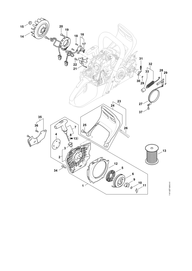 G - Dispositif d'allumage, Carter de ventilateur