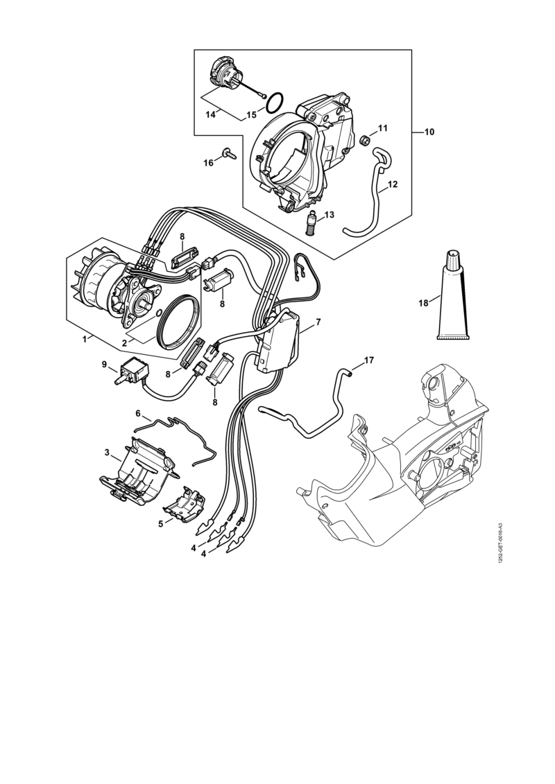 Moteur électrique, Module électronique, Réservoir d'huile