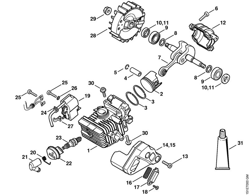 Cylindre avec piston, Dispositif d'allumage
