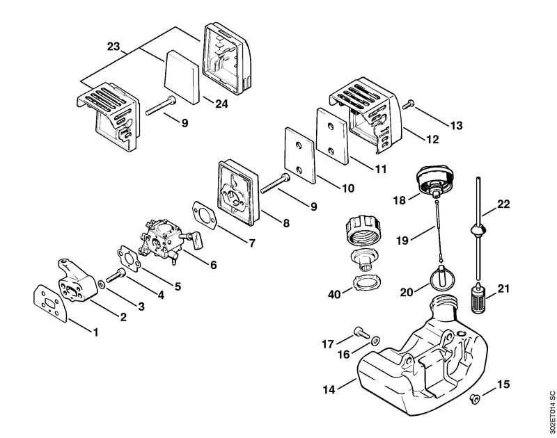 D - Filtre à air, Réservoir d'essence