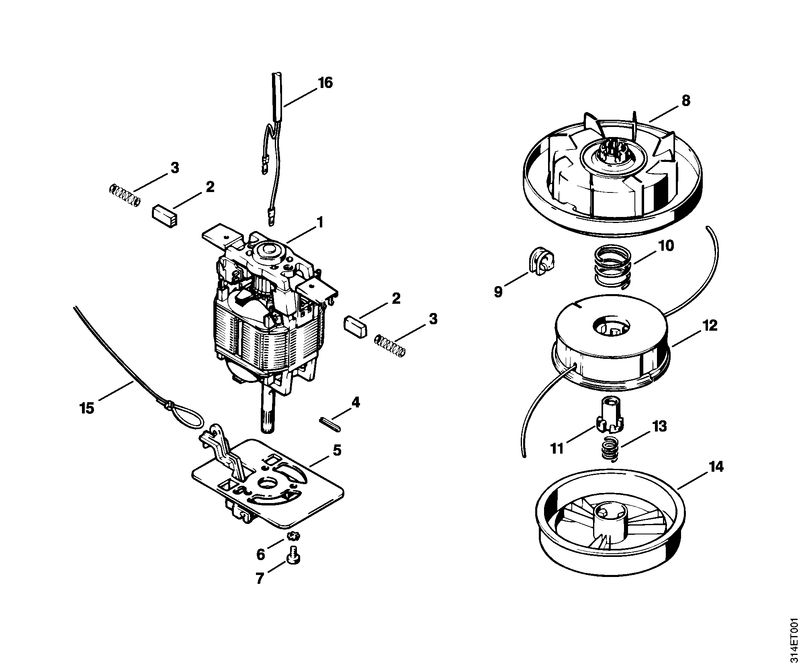 A - Moteur électrique, Tête faucheuse