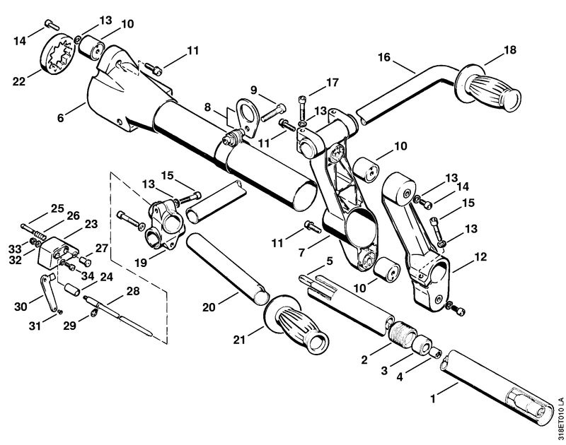 F - Tube complet, Tube support, Poignée tubulaire