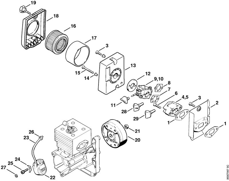 Filtre à air, Dispositif d'allumagne