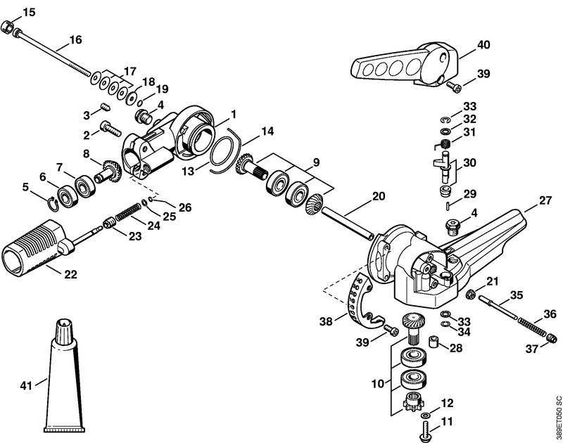 Réducteur de renvoi à angle réglable sur 135°
