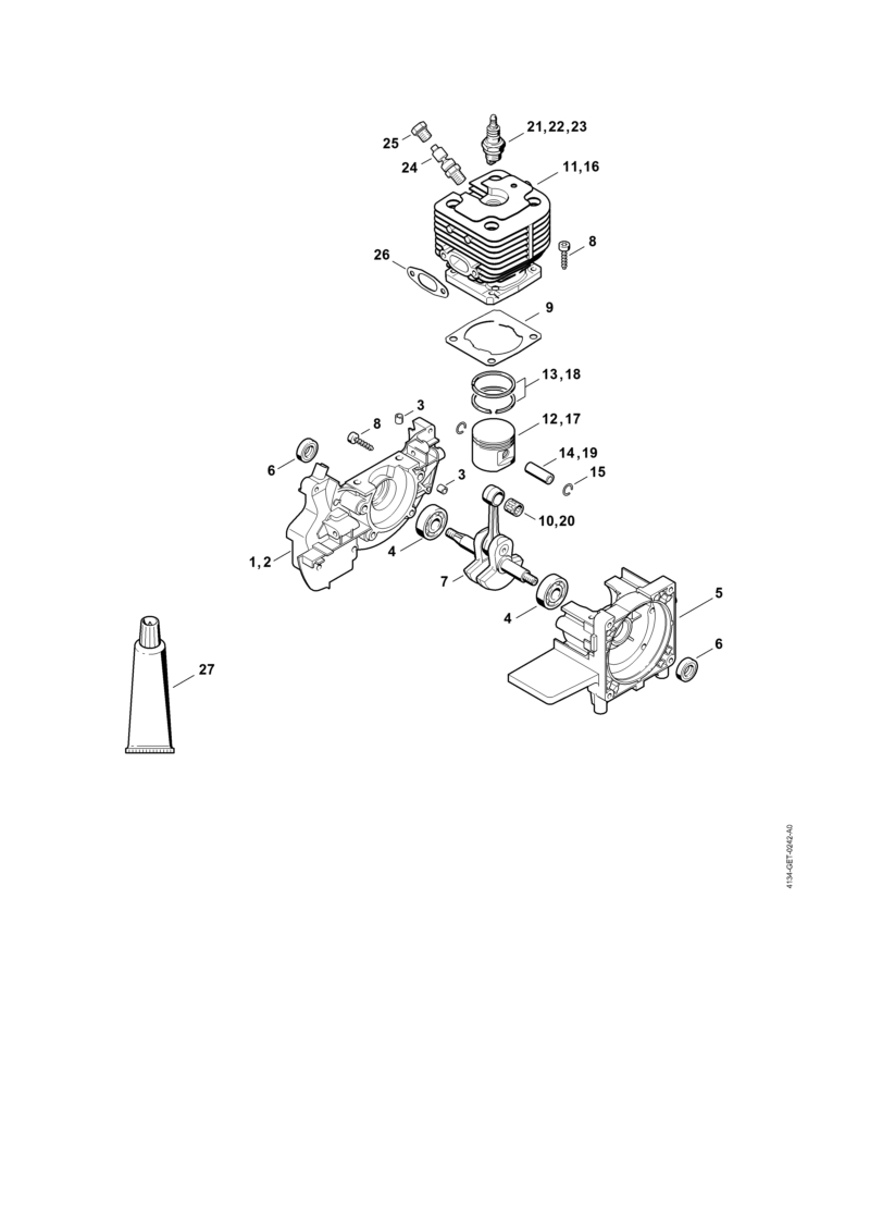 B - Carter, Cylindre FR 450, 480