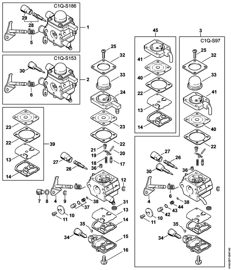 Carburateur C1Q-S186, C1Q-S153, C1Q-S97