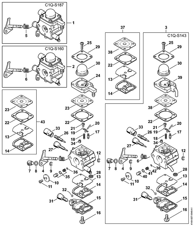 Carburateur C1Q-S187, C1Q-S160, C1Q-S143 BR