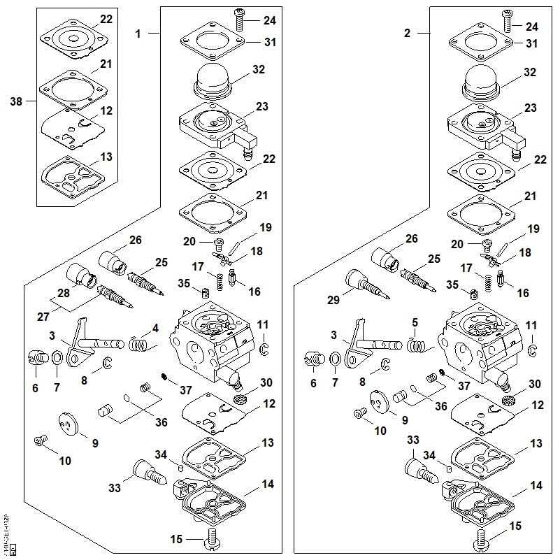 V - Carburateur C1Q-S186, C1Q-S153 (16.2014), (46.2012), (29.2010), (15.2009)