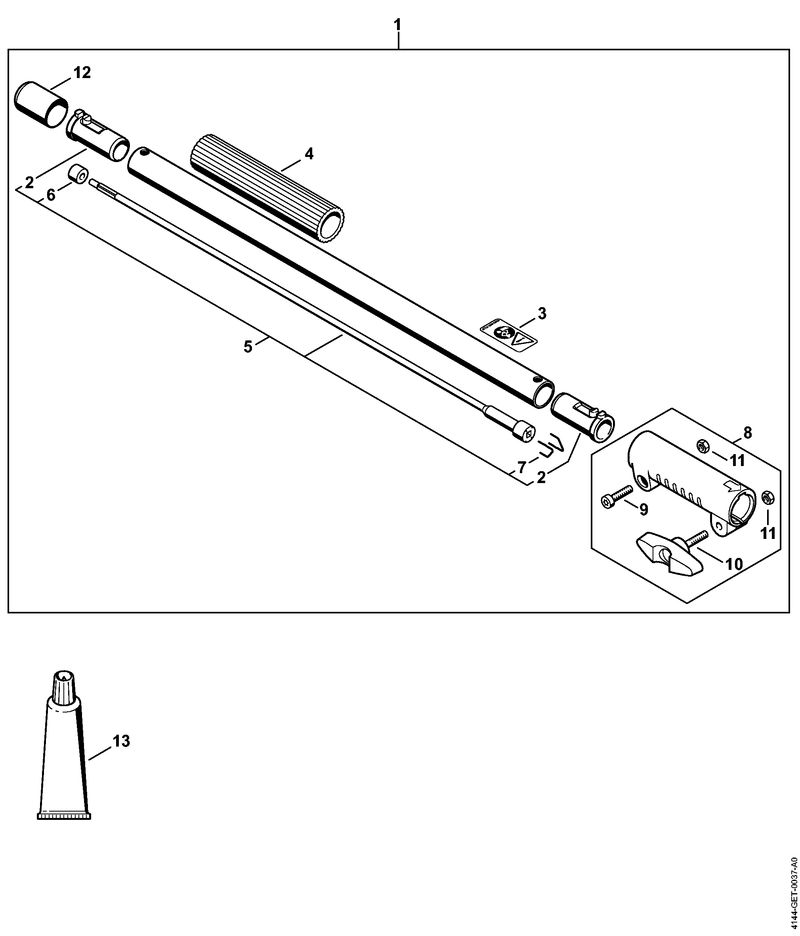 Rallonge de tube 0,5 m HL-KM 0°, HL-KM 135°, HT-KM, SP-KM KM 56 RC