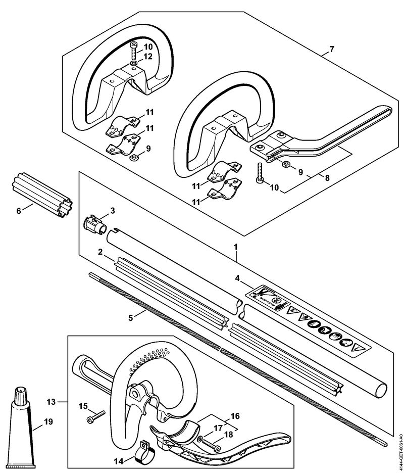 S - Tube complet, Poignée circulaire FS 70 RC-E, FS 70 RC-E Z, FS 70 R-Z