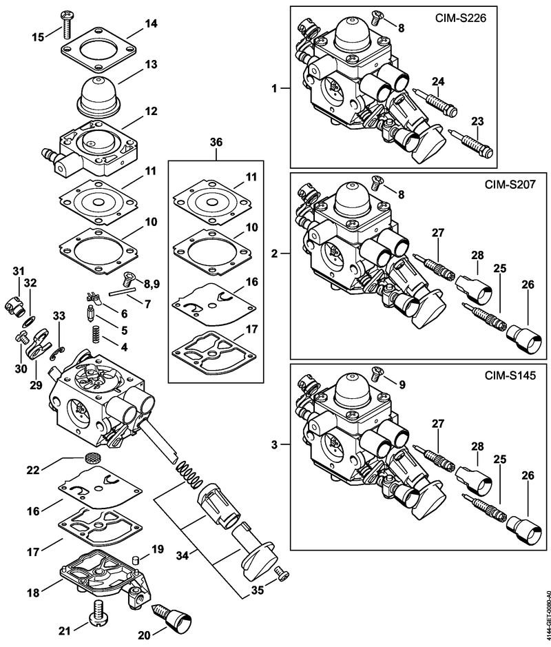 P - Carburateur C1M-S226, C1M-S207, C1M-S145
