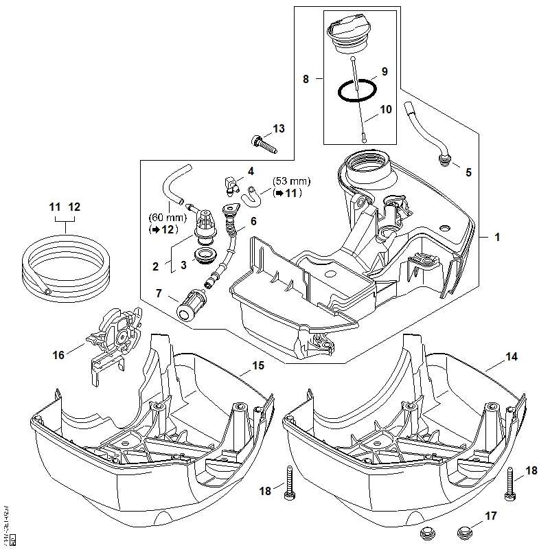 E - Réservoir d'essence