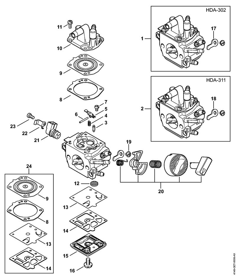 F - Carburateur HDA-302, HDA-311