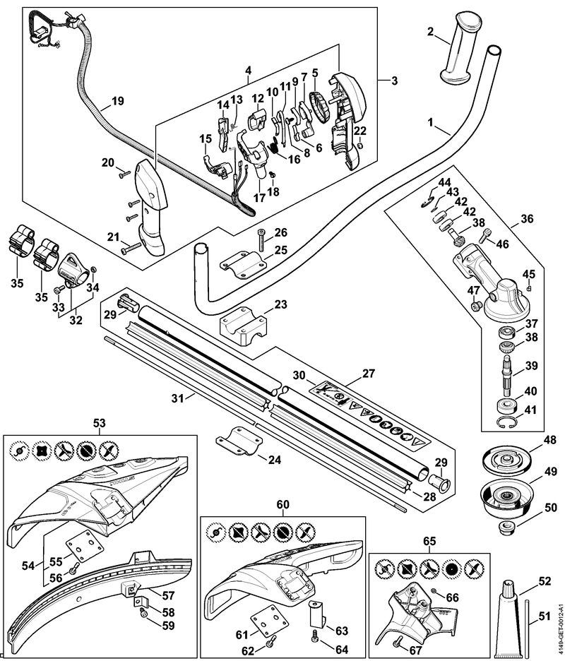 Q - Poignée à deux mains, Tube complet, Réducteur de Numéro de machine 516962085