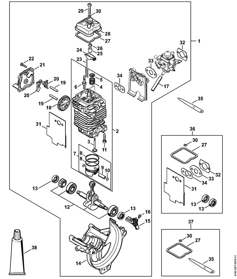 A - Bloc moteur Ø 38 mm