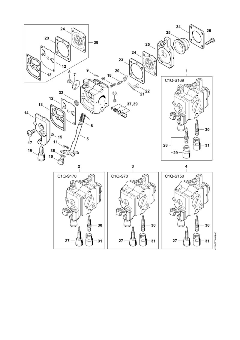 O - Carburateur C1Q-S169, C1Q-S170, C1Q-S70, C1Q-S150