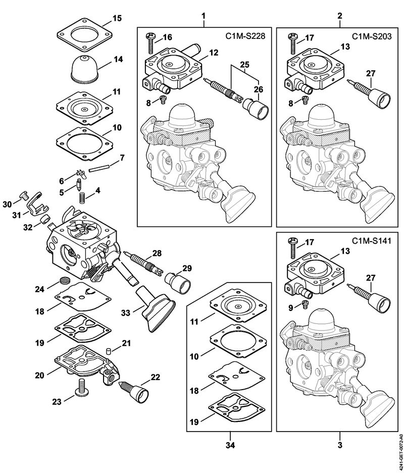 Carburateur C1M-S228, C1M-S203, C1M-S141