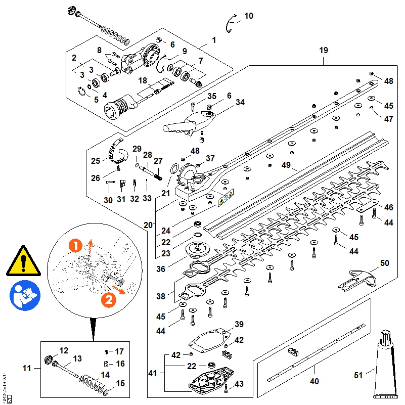 Réducteur de renvoi à angle réglable sur 145°, 500 mm
