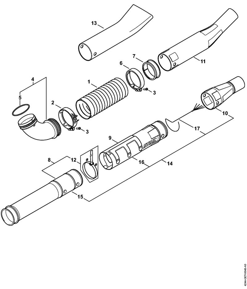 S - Tube à soufflet, Tube de soufflage