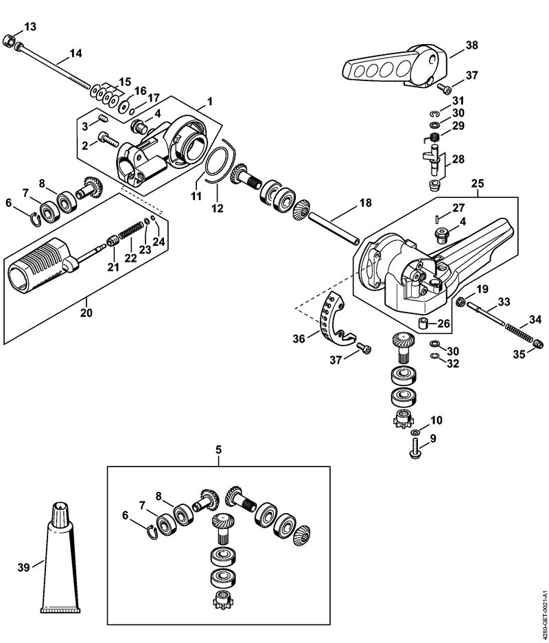Réducteur de renvoi à angle réglable sur 135°
