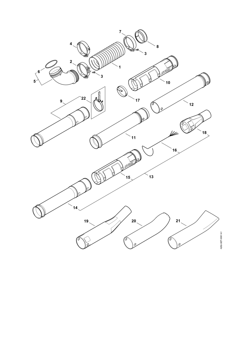 S - Tube à soufflet, Tube de soufflage