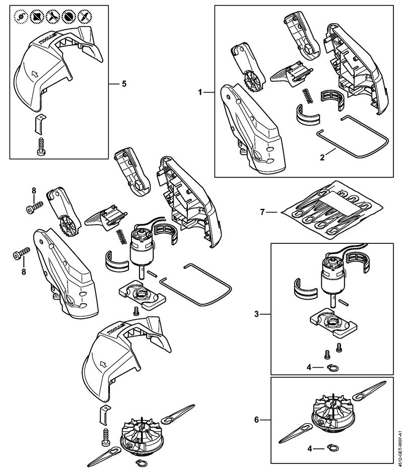 D - Moteur électrique, Tête faucheuse