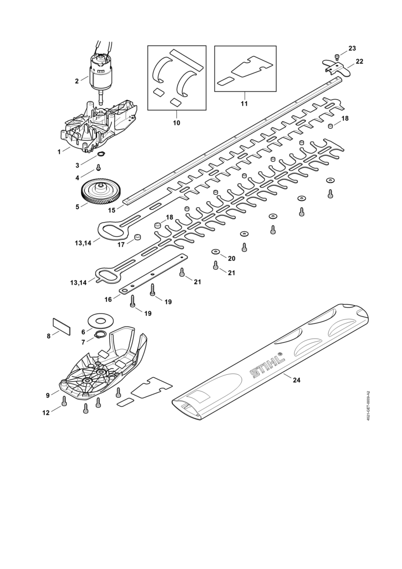 Réducteur, Moteur électrique, Barre de coupe