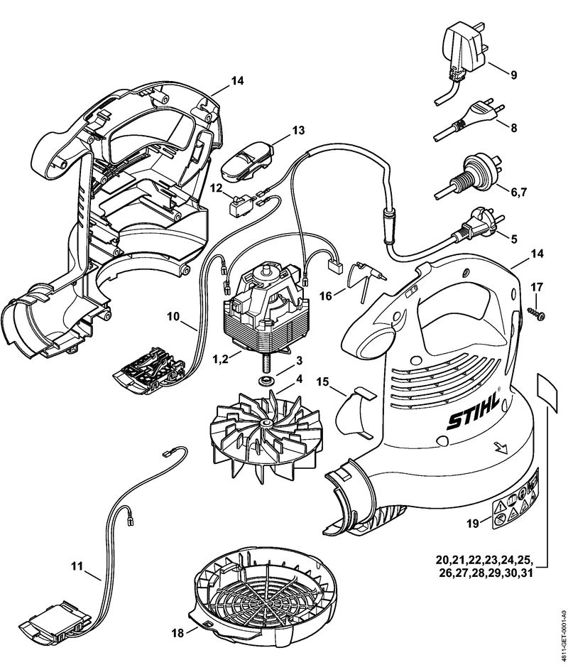 BGE 71: Moteur électrique, Carter de turbine
