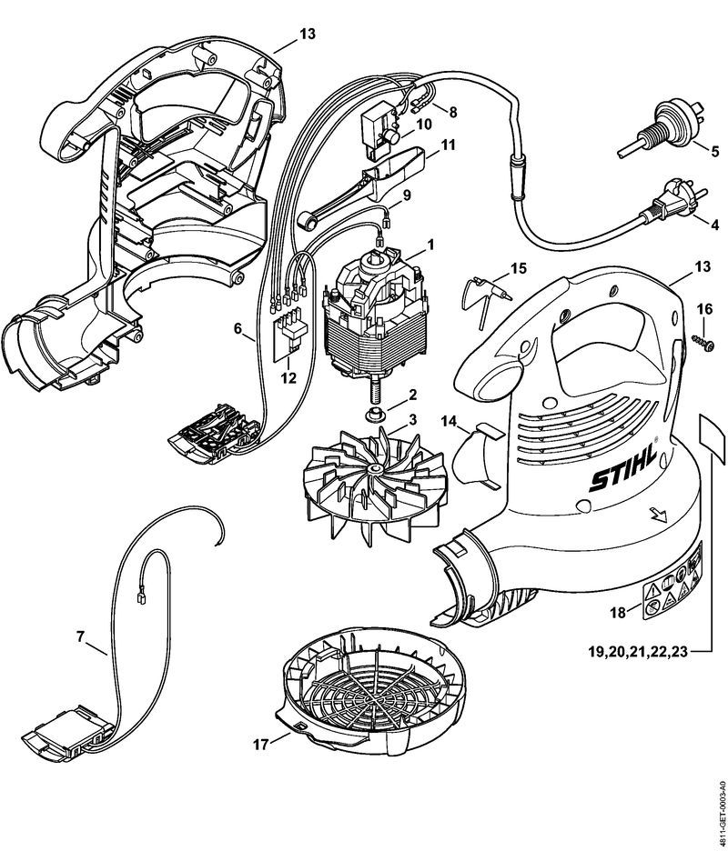 BGE 81: Moteur électrique, Carter de turbine