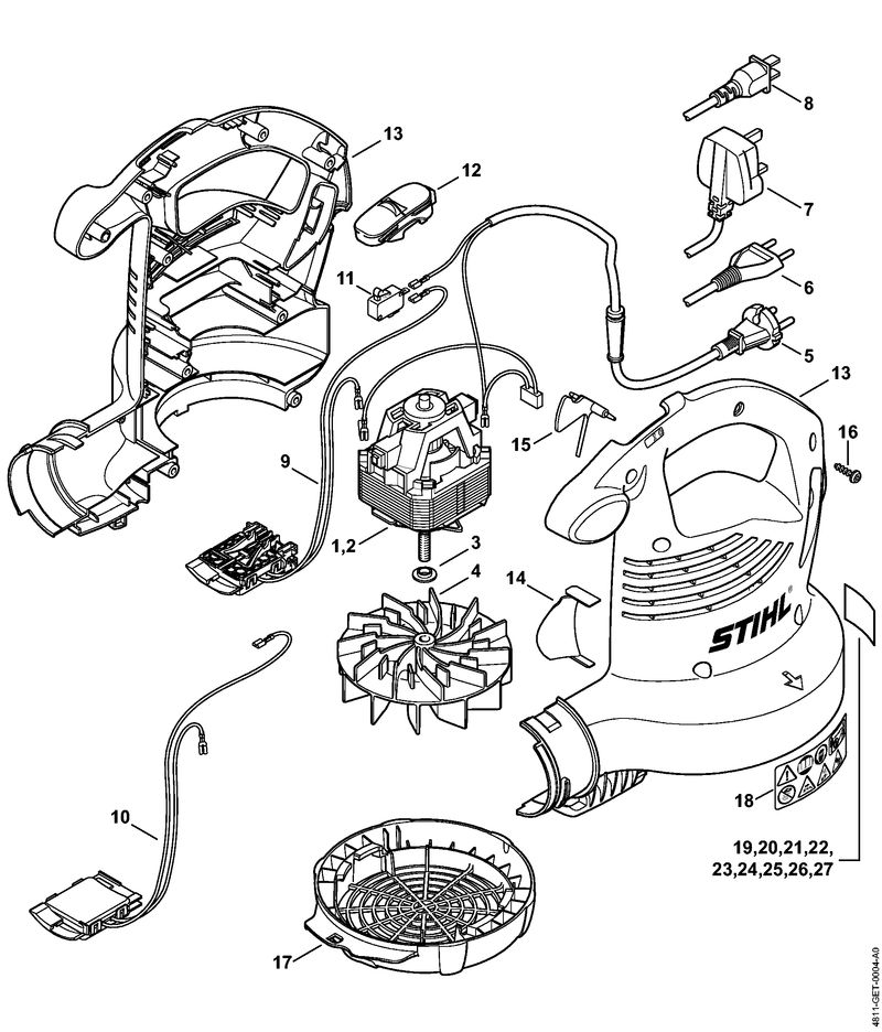 SHE 71: Moteur électrique, Carter de turbine