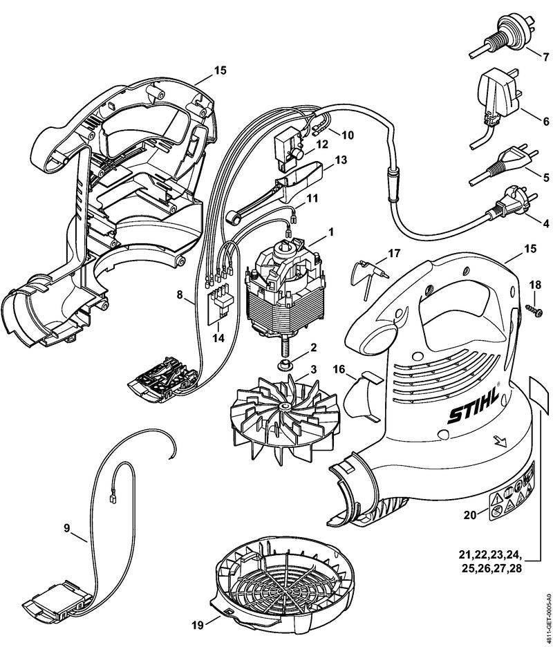 SHE 81: Moteur électrique, Carter de turbine